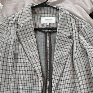 Liverpool Women's Checkered Blazer - Gray and Black